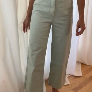 GAP Sage Green High-Rise Wide-Leg Crop Pants